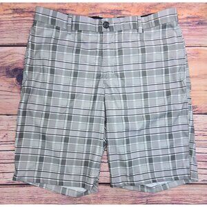 Nike Dri-Fit Mens Standard Fit Gray Plaid Golf Shorts 34